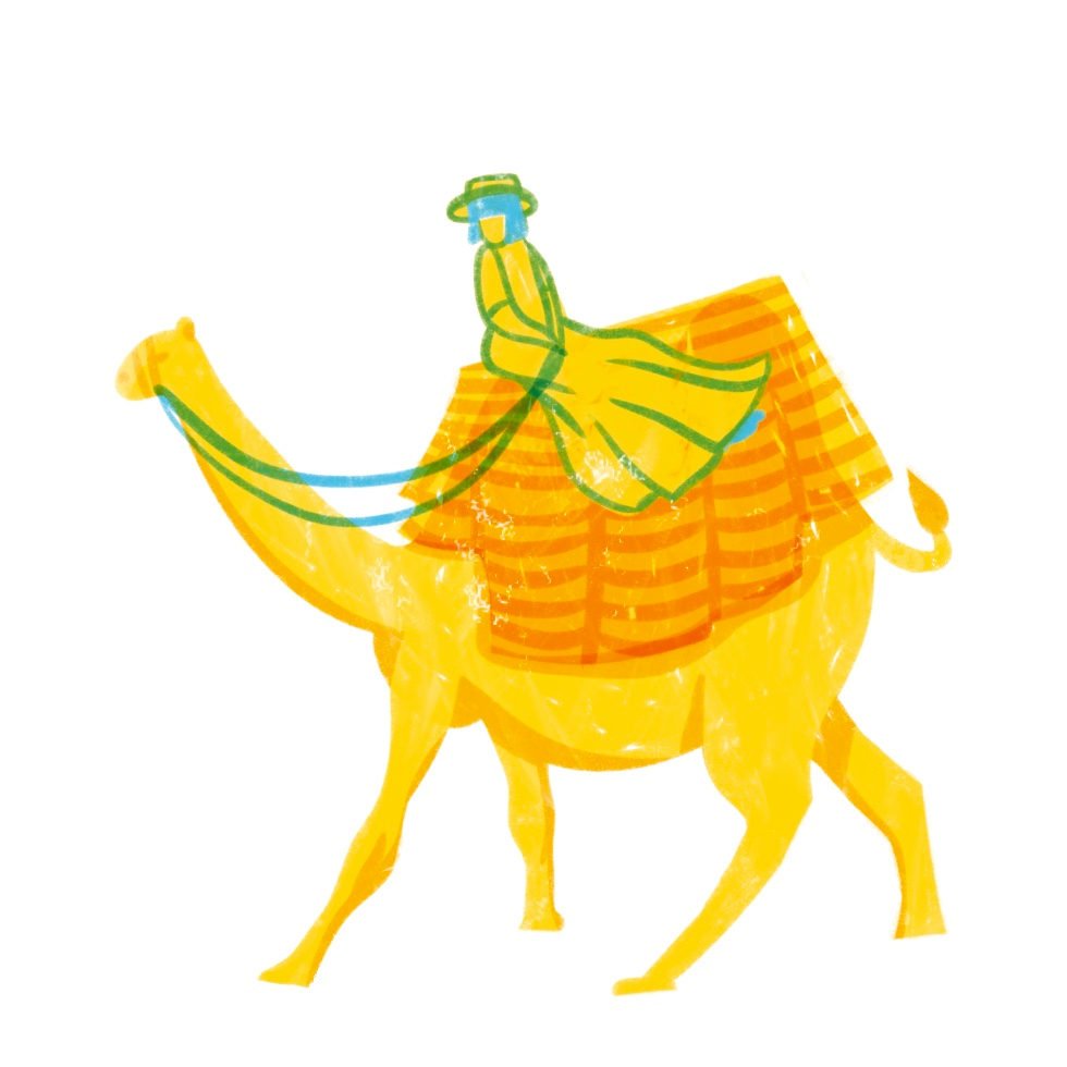 illustration of camel trekking as an activity to do in Erg chebbi sahara in morocco