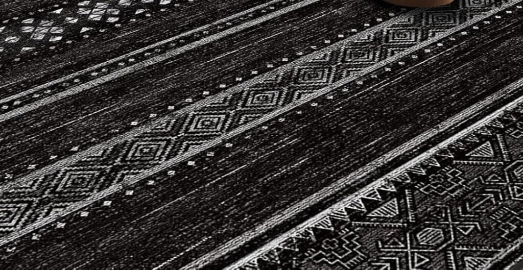black Washable Morocco-Inspired Rug for Living Rooms