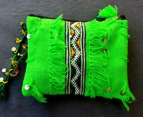 tanara-green-pouch-1-photo Tanara neon green hanbal pouch – handmade in Morocco