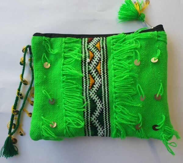 tanara-green-pouch-2-photo Tanara neon green hanbal pouch – handmade in Morocco