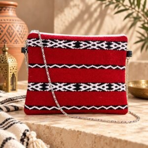 tanara-red-chain-clutch-mockup-1 Tanara red hanbal chain clutch – handmade in Morocco